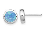 Lab-Created Blue Opal 4mm Solitaire Earrings in Sterling Silver
